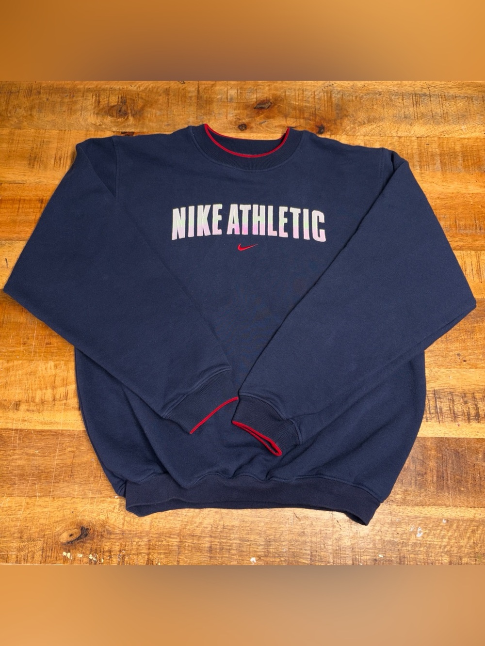 Vintage 90s Nike Athletic Spell Out Sun Faded Pullover Sweater Crewneck Size M